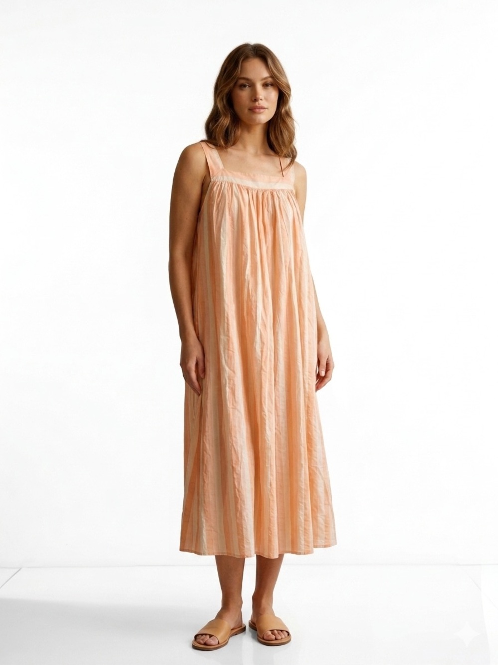 POUR LES FEMMES Nightgown Striped Flowy Cotton Size M